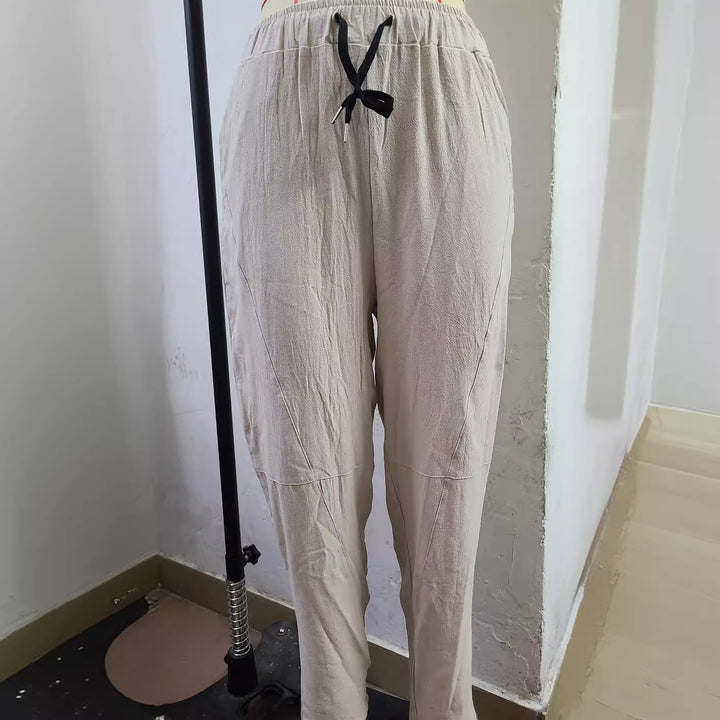 Men's casual linen harem pants with elastic waistband and side pockets Mune Fashion