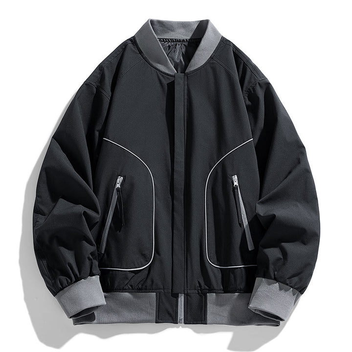 Men's lightweight bomber jacket with concealed zip placket, diagonally placed zip pockets, and internal ribbed hem Mune Fashion