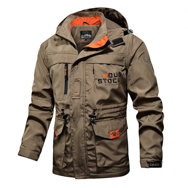Men's Utility Field Parka with Hood, Multifunctional Pockets and Waist Drawstring Mune Fashion