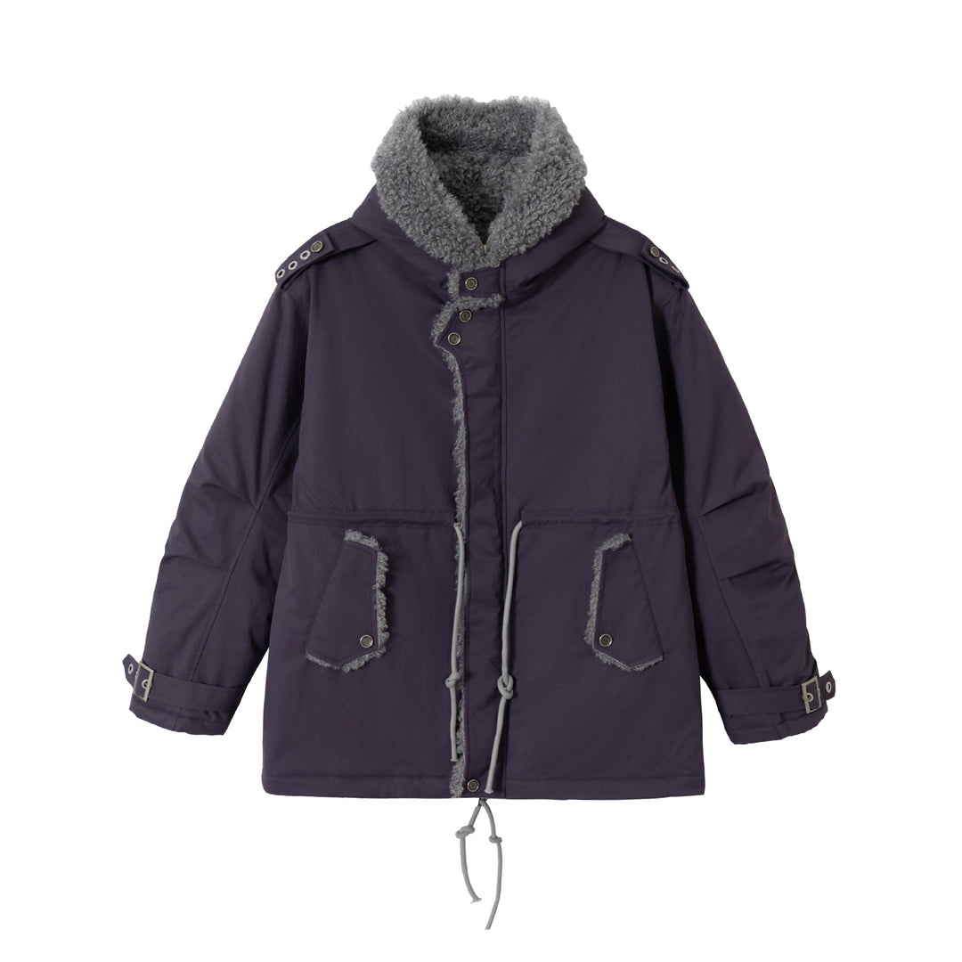 Women's short parka with teddy lining, drawstring and buckle sleeves Mune Fashion