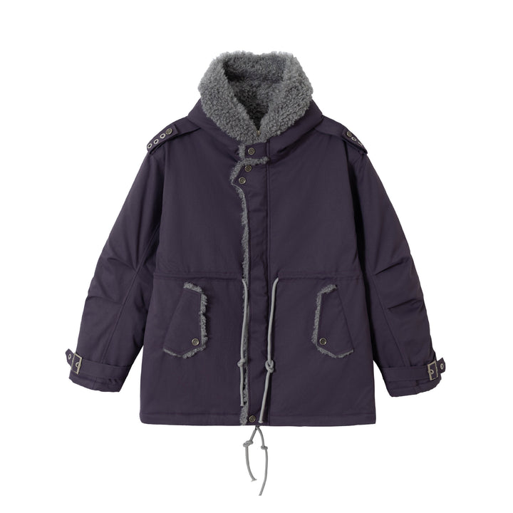 Women's short parka with teddy lining, drawstring and buckle sleeves Mune Fashion