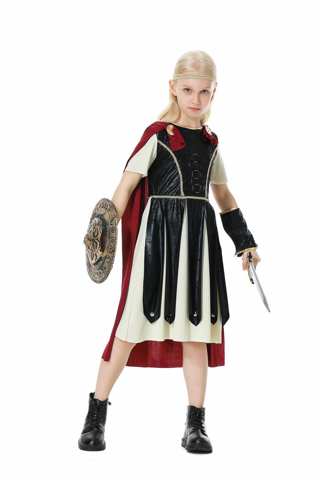 Girls Gladiator Costume with Cape and Accessories Mune Fashion