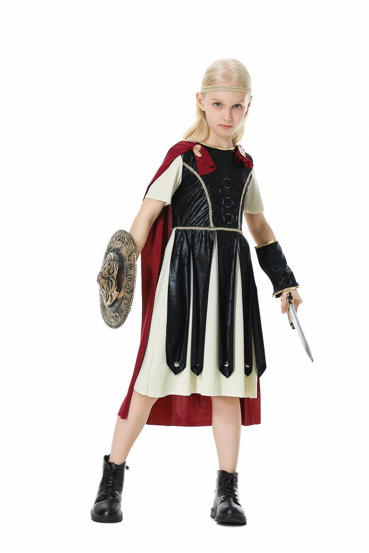 Girls Gladiator Costume with Cape and Accessories Mune Fashion