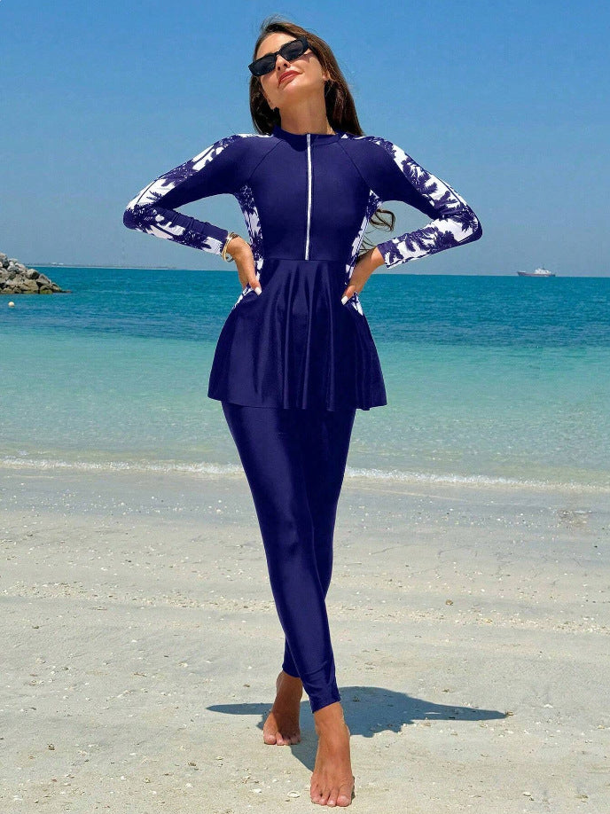Women's Fashionable UV Protection Surf Suit with Peplum Design Mune Fashion