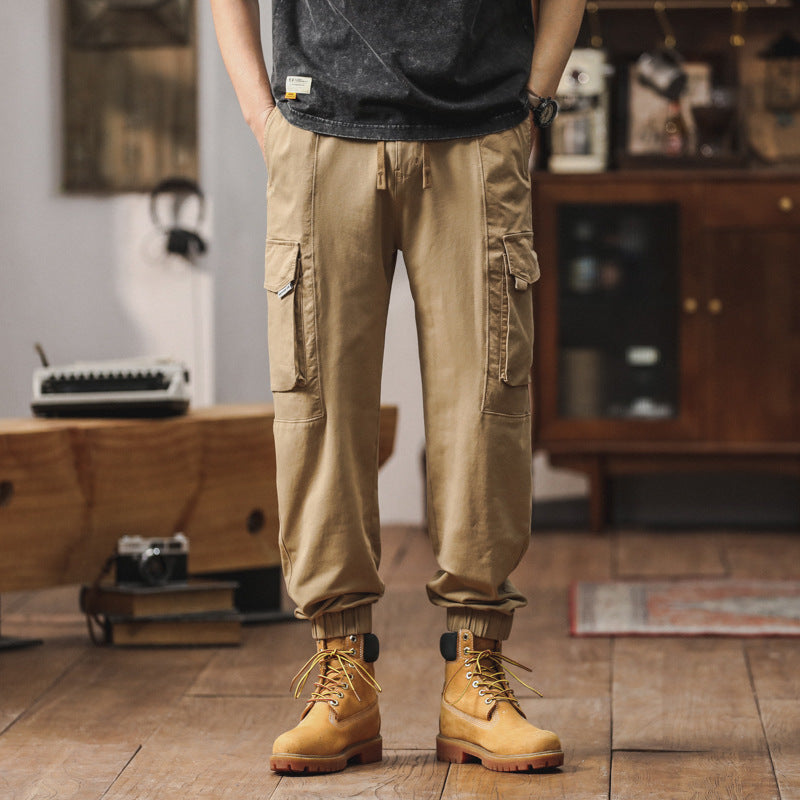 Men's Loose-Fit Cargo Jogging Pants with Elastic Waistband and Multiple Pockets Mune Fashion