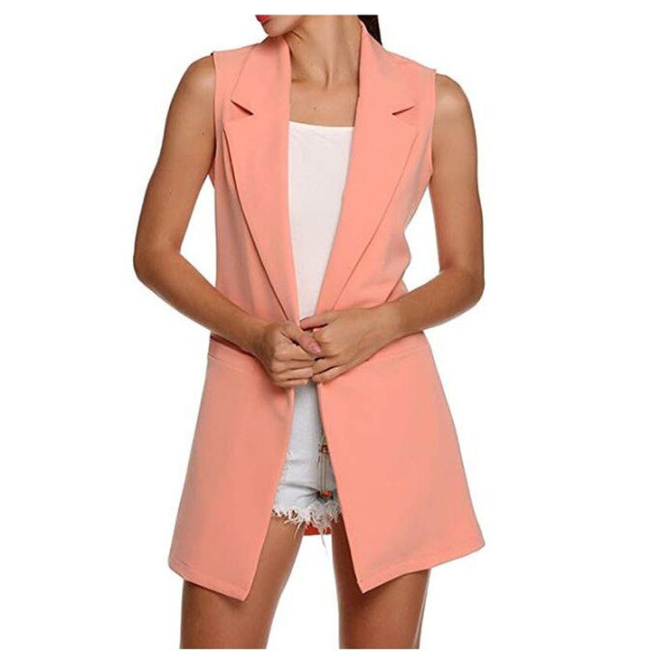 Ladies long waistcoat in tailoring look with shawl collar and side pockets Mune Fashion