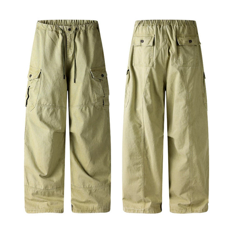Women's Wide Cargo Palazzo Pants with Drawstring Waist and Multiple Pockets Mune Fashion