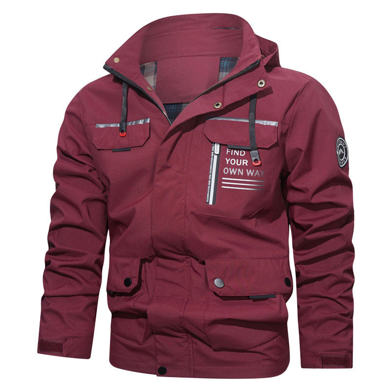 Men's water-repellent hooded field jacket with chest zip and multifunction pockets Mune Fashion