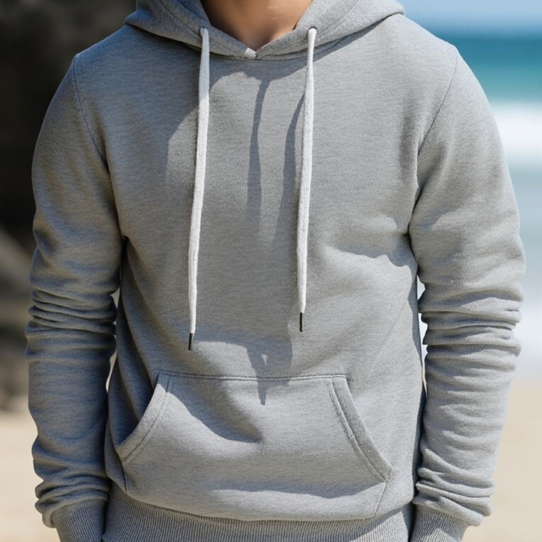Men's hoodie made of French terry with kangaroo pocket & ribbed hem Mune Fashion
