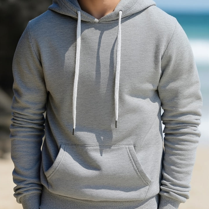 Men's hoodie made of French terry with kangaroo pocket & ribbed hem Mune Fashion