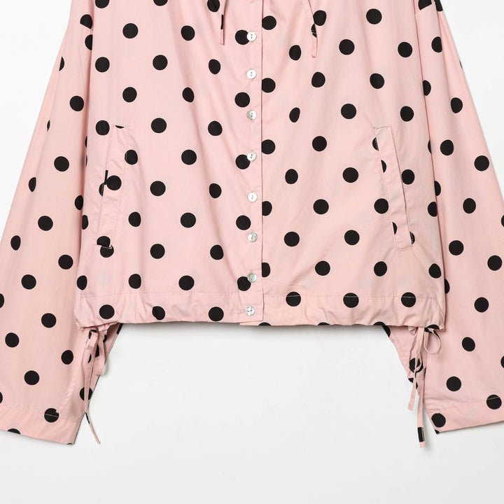 Women's dotted lightweight rain jacket with high stand-up collar, drawstring and button placket Mune Fashion