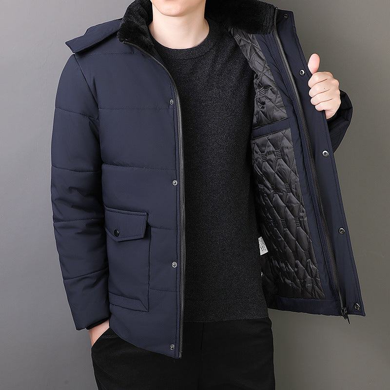 Men's short-cut quilted thermo quilted jacket with quilted lining and faux fur collar Mune Fashion