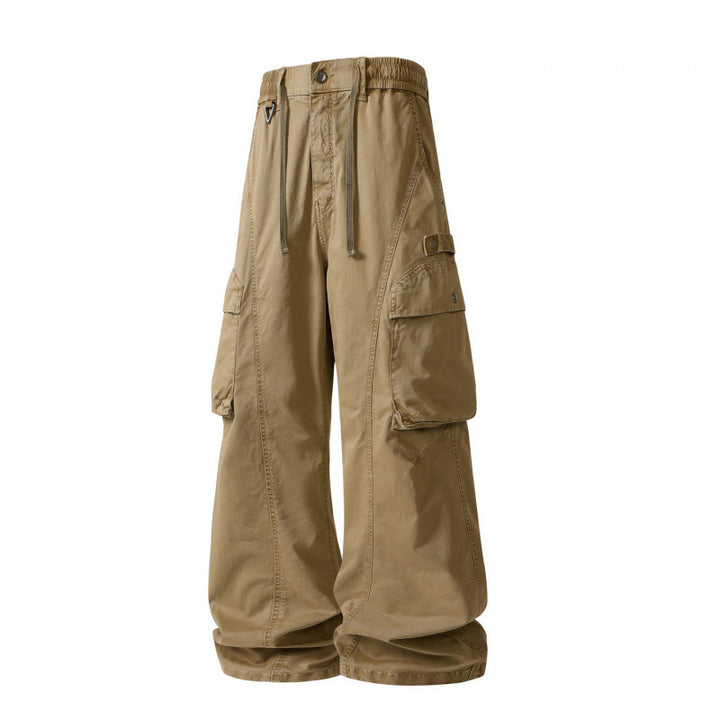 Men's Loose Cargo Pants in Baggy Cut with Utility Pockets and Drawstring Waist Mune Fashion