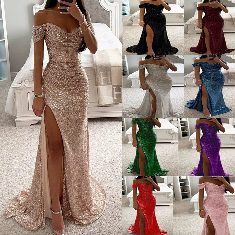 Women's Evening Dress with Shimmering Sequins Mune
