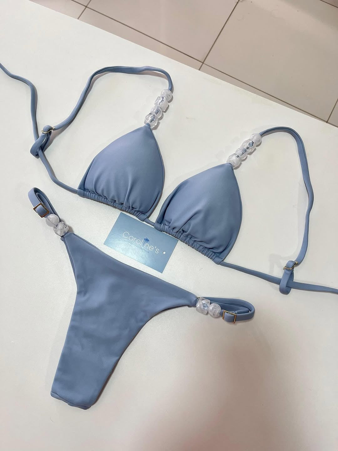Women Triangle Bikini with elastic bands and decorative details Mune Fashion