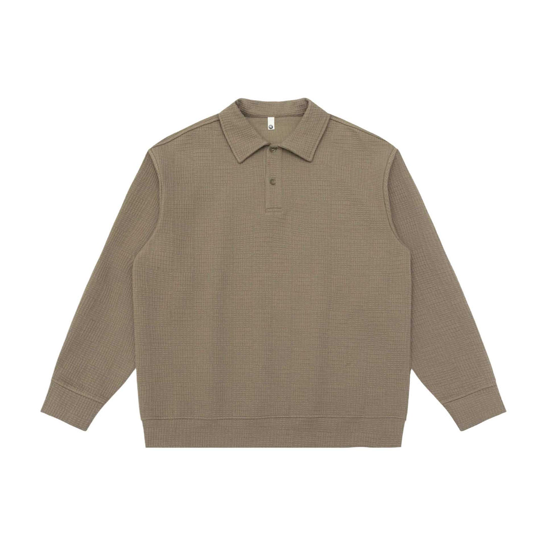 Unisex Waffle Knit Polo Shirt with Polo Collar and Half Button Placket Mune Fashion