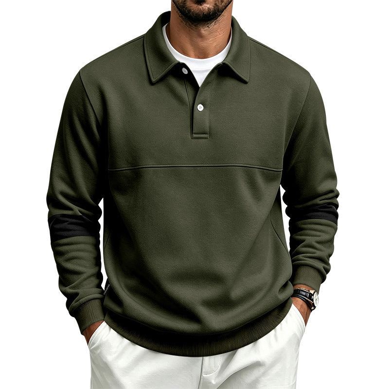 Men's sporty-casual polo sweatshirt with half-button placket and sleeve contrast Mune Fashion