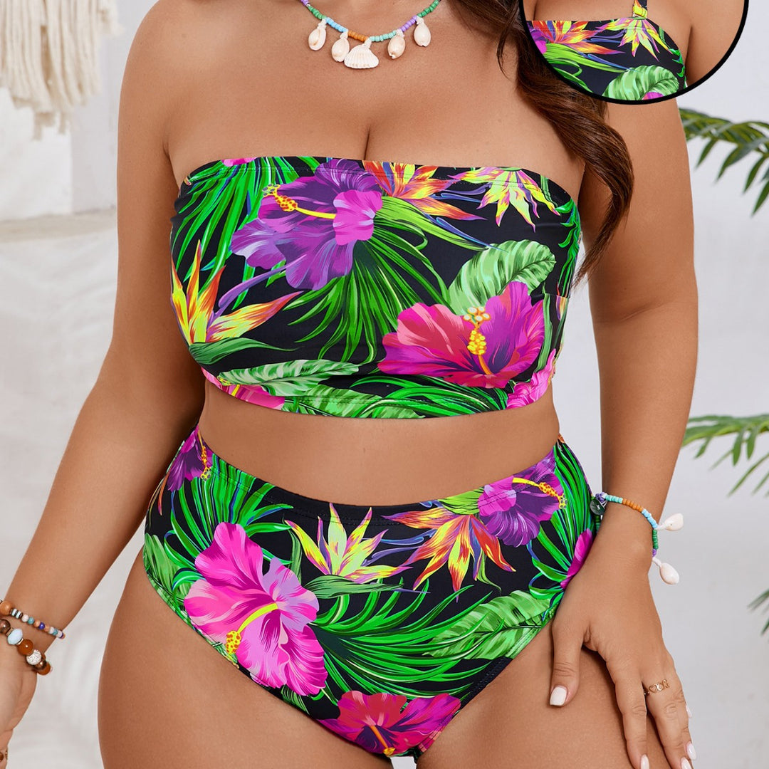 Women’s bandeau bikini with floral pattern and high waist Mune Fashion