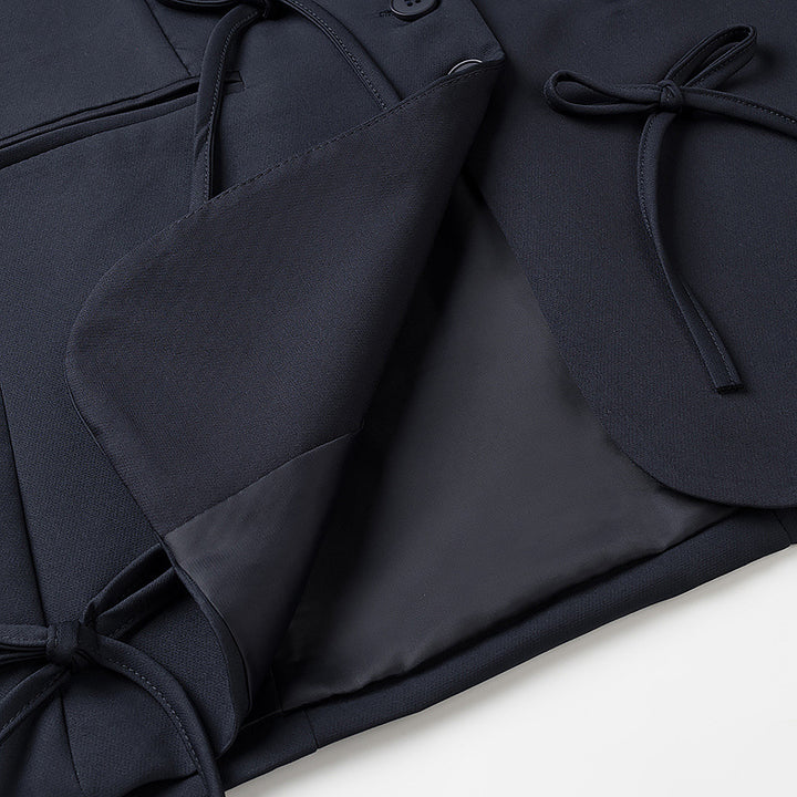 Women's Boxy Blazer with decorative bows, lapel collar and casual silhouette Mune Fashion