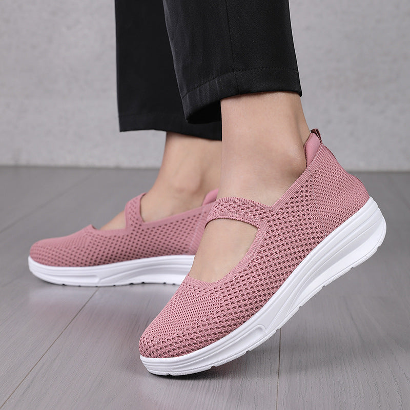 Women's knitted Mary Jane comfort slippers with elastic strap and cushioned outsole Mune Fashion