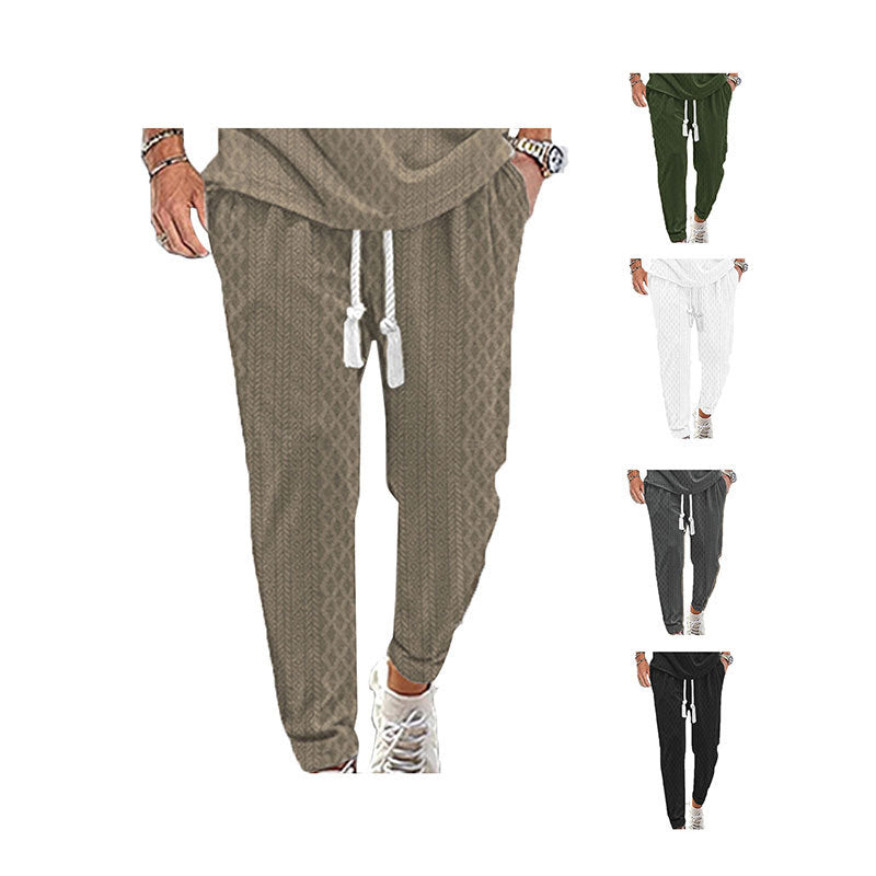 Men's nano thermo braid knit jogging pants with wide ribbed waistband and decorative cord Mune Fashion