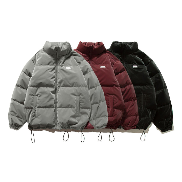 Unisex Short Oversized Quilted Puffer with High Stand-Up Collar and Drawstring Mune Fashion