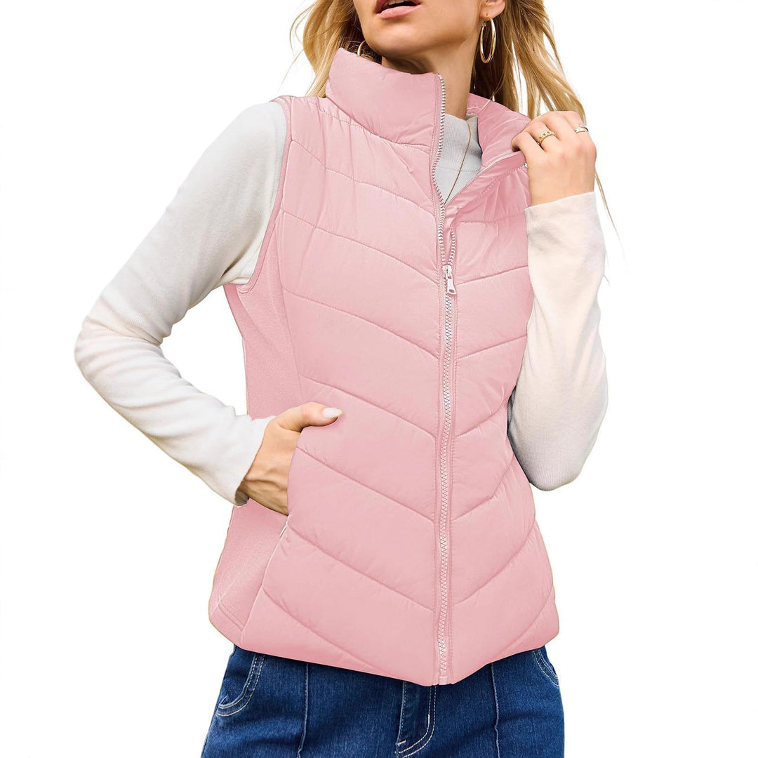 Women's quilted thermo vest with high stand-up collar and elastic side inserts Mune Fashion