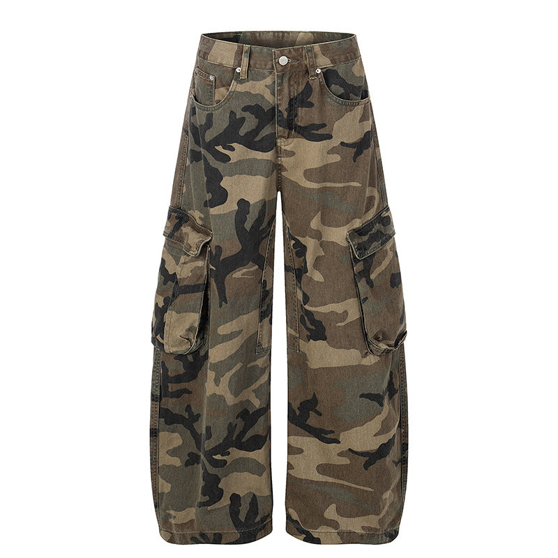 Women's wide cargo pants in camouflage print with multi-pockets Mune Fashion