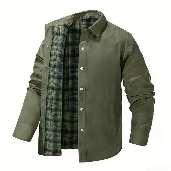 Men's lightweight transitional jacket with modern check pattern