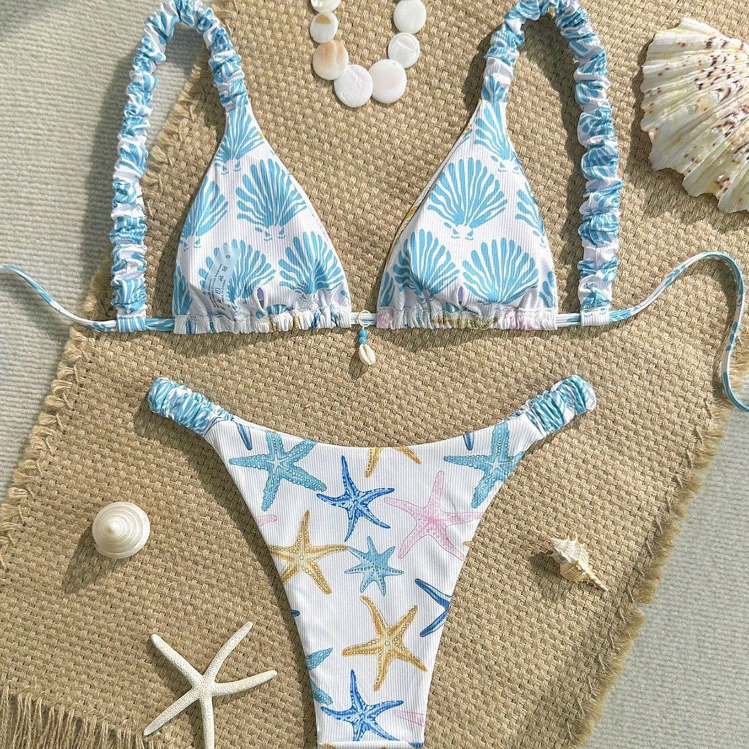 Women's Triangle Bikini with Maritime Star Pattern Mune Fashion