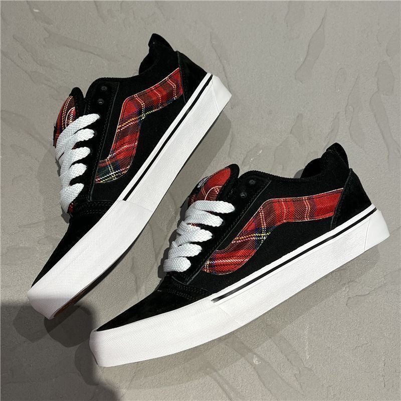 Women's sneakers with checked upper material and sturdy suede Mune Fashion