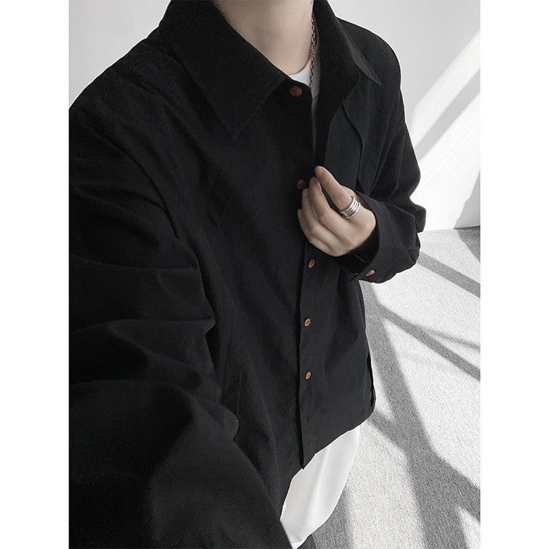Men's Oversized Shirt Jacket made of lightweight cotton blend with straight cut & button placket Mune Fashion