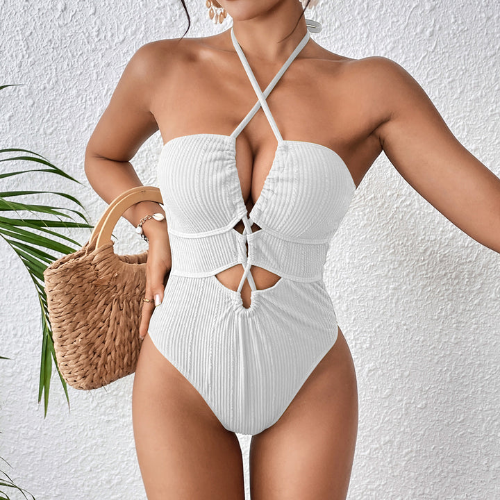 Women High-Cut Swimsuit with Cut-Outs and Trendy Straps Mune Fashion