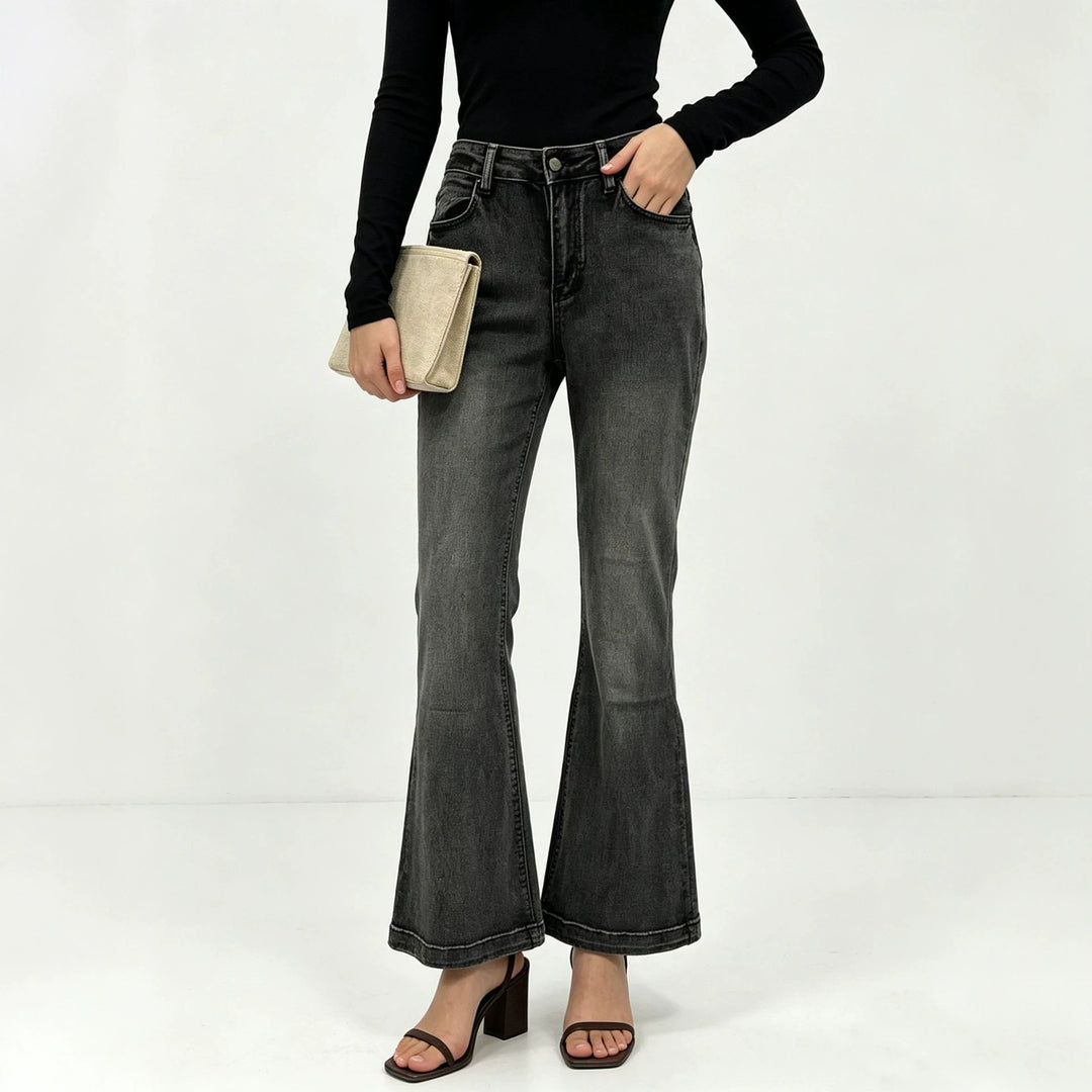 Women's High-Waist Flared Jeans with figure-hugging waistband and wide flare Mune Fashion
