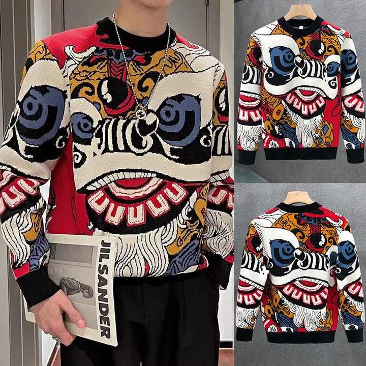 Men's fashionable knitted sweater with unique graphic pattern Mune Fashion