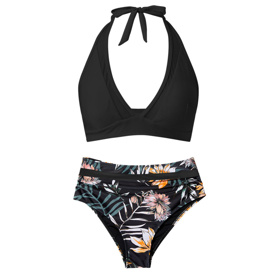 Women's High-Waisted Swimwear Set with Stylish Halter Top Mune Fashion