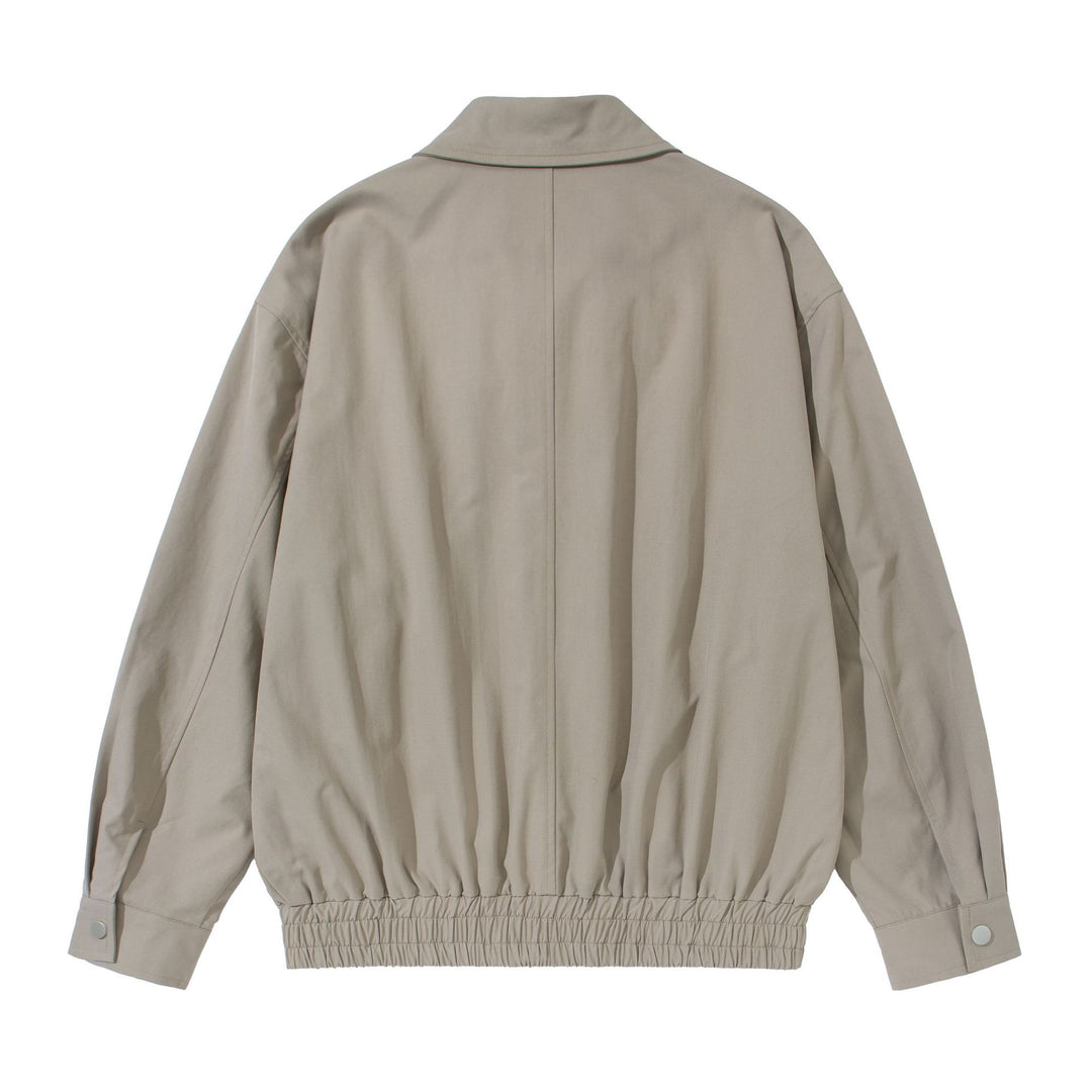 Unisex Short Cut Boxy Blouson Jacket with Shirt Collar, Concealed Zipper and Gathered Hem Mune Fashion