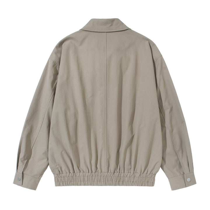 Unisex Short Cut Boxy Blouson Jacket with Shirt Collar, Concealed Zipper and Gathered Hem Mune Fashion