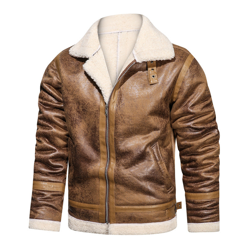 Men's flight jacket with lambskin lining and vintage faux leather look Mune Fashion