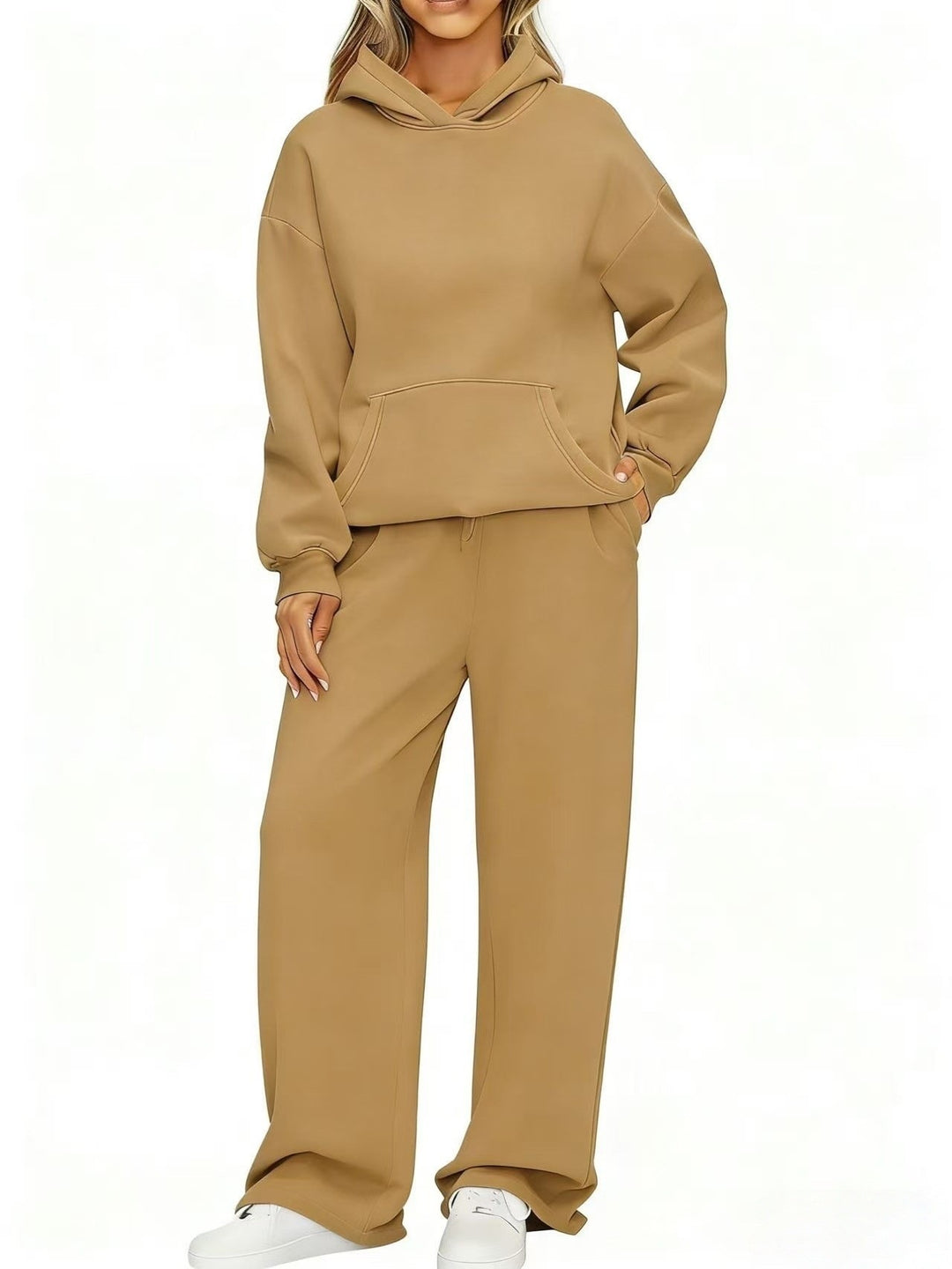 Women's Cozy Loungewear Set with oversized hoodie, kangaroo pocket and wide palazzo jogging pants Mune Fashion