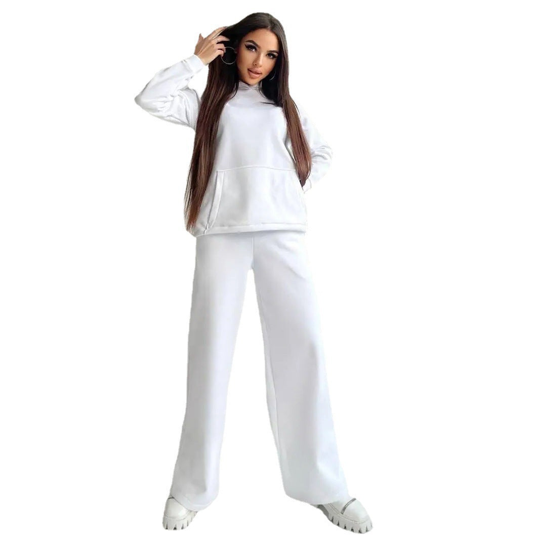Women's nan Cozy complete set with extra soft oversized hoodie, kangaroo pocket and high-waist palazzo sweatpants Mune Fashion