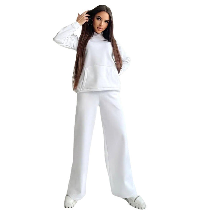 Women's nan Cozy complete set with extra soft oversized hoodie, kangaroo pocket and high-waist palazzo sweatpants Mune Fashion