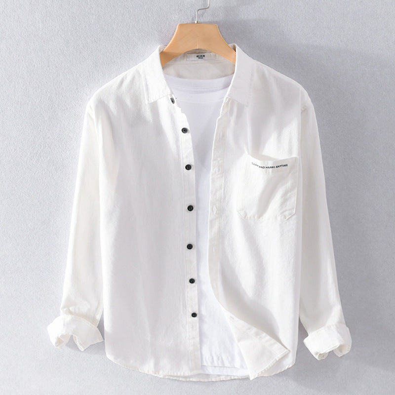 Men's lightweight cotton long-sleeve shirt in overshirt style with flap pocket and contrasting buttons Mune Fashion