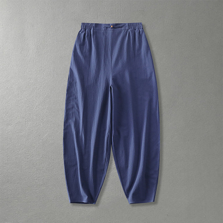 Women Casual Wide Harem Pants with Elastic Waistband and Tapered Ankles Mune Fashion