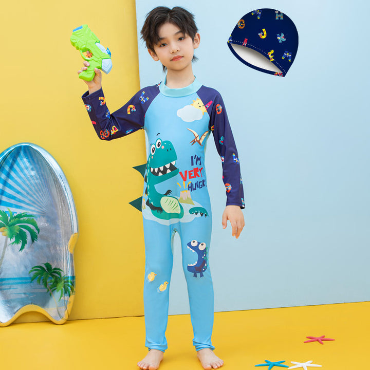 Boys UV protection swimsuit with long sleeves and cute dinosaur design Mune Fashion