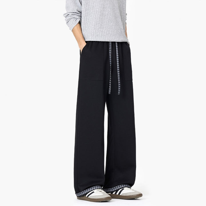 Women Wide Cut Lounge Sweatpants with High Elastic Waistband and Extra Long Cords Mune Fashion