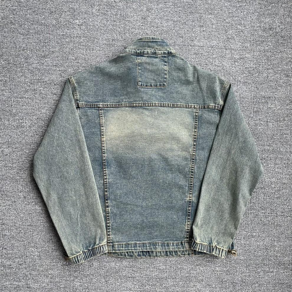 Men's Fashionable Denim Jacket with Stand-up Collar Mune Fashion