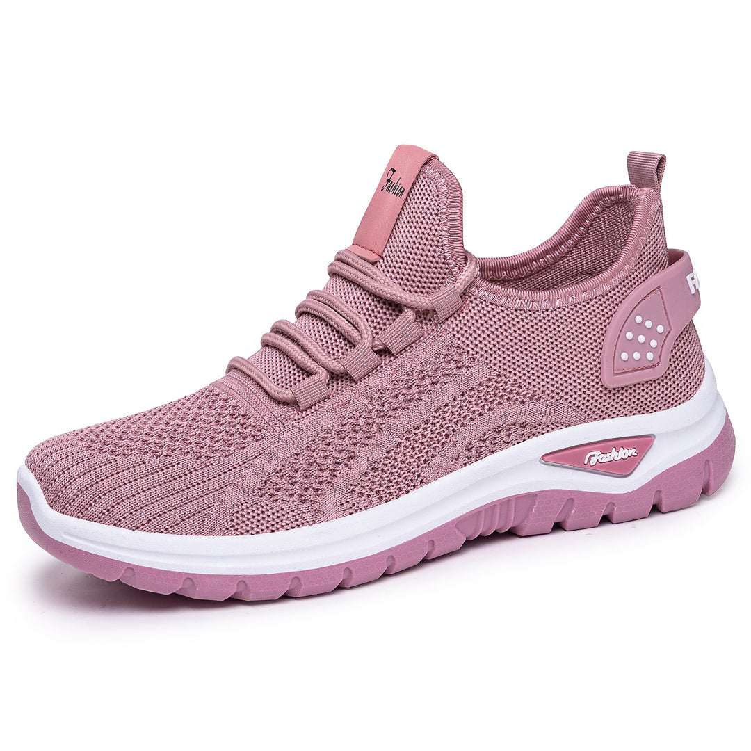 Women's sock-like knit-fit sneakers with elastic lacing, perforated heel reinforcement, and cushioned platform sole Mune Fashion