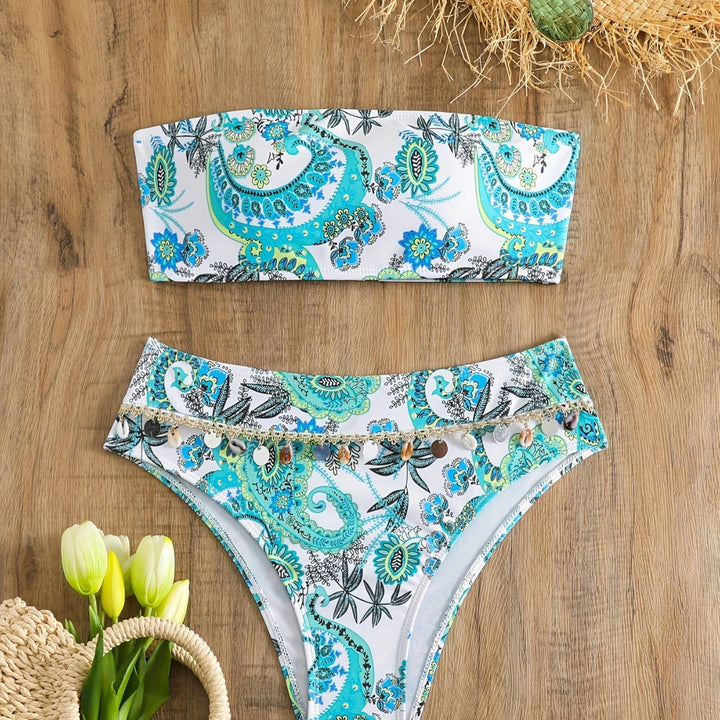 Women's Bandeau Bikini Set with Elegant Shell Details Mune Fashion