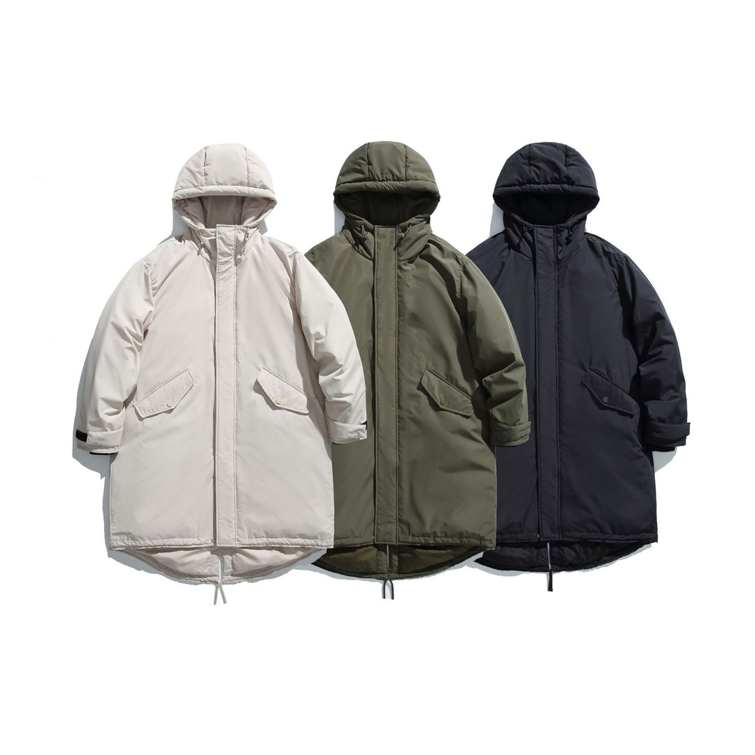 Men's Long Insulated Functional Parka with Stand-Up Collar and Drawstring Hem Mune Fashion
